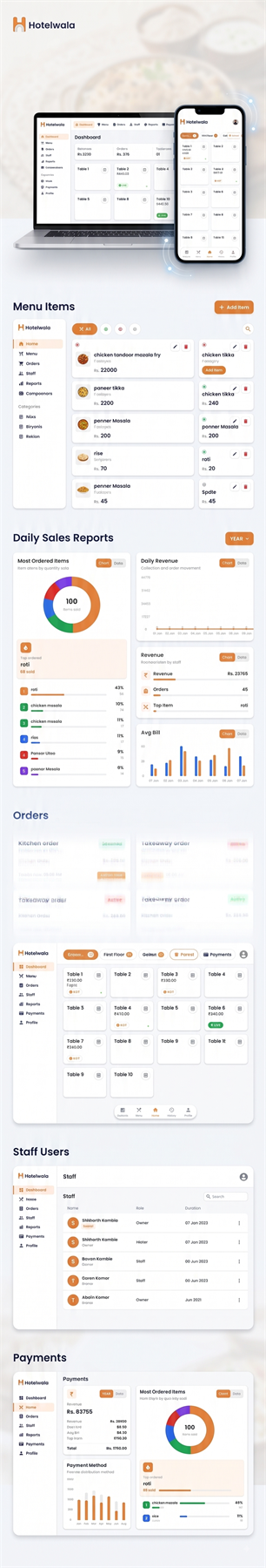 Hotelwala order screen preview